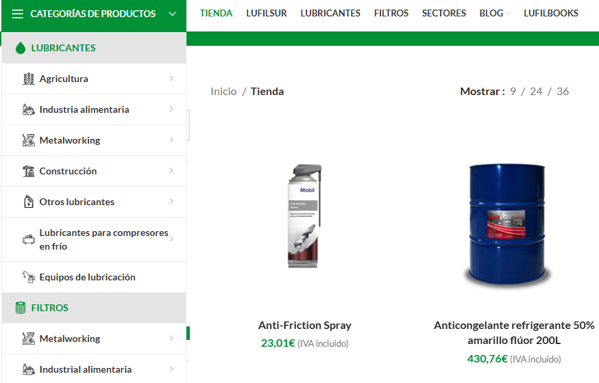 comprar lubricantes y filtros online